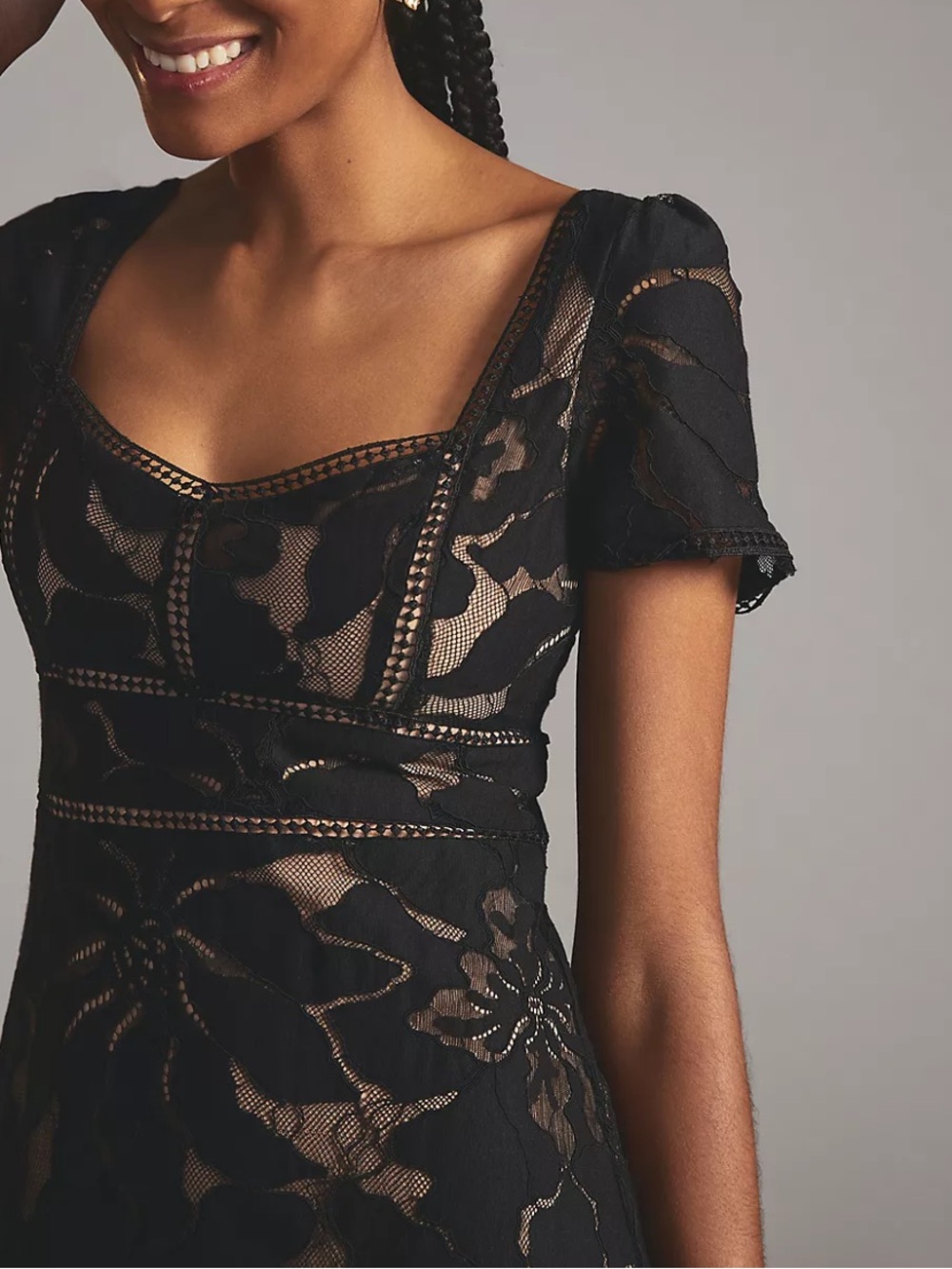 By Anthropologie Slim Lace Maxi Dress 12